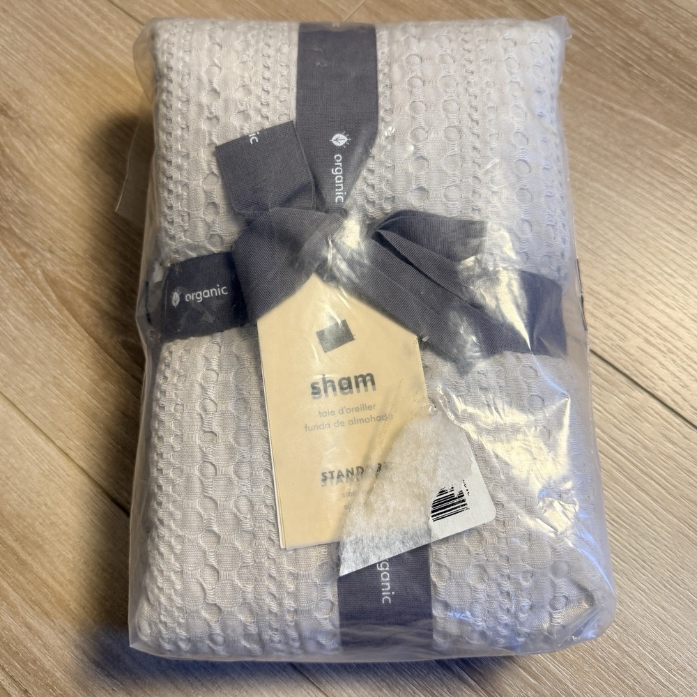 West Elm Pillow STANDARD Sham "Pearl Gray"‎ ORGANIC Cotton Textured Waffle NEW